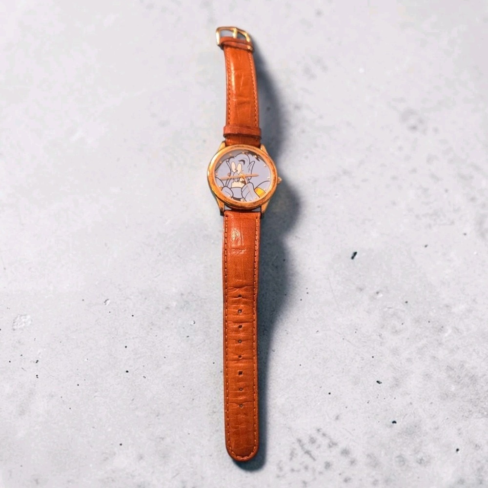 Disney's Aladdin Genie Watch With Leather Strap- Vintage Fossil Needs Battery